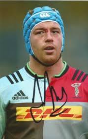 HARLEQUINS RUGBY UNION: JOE GRAY SIGNED 6x4 ACTION PHOTO+COA
