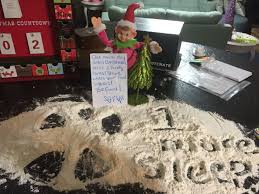 Elf On The Shelf Ideas Flour Elf Makes Snow Angels And Writes A Special Message In The Flour It Looks Like Sn How To Make Snow Elf On The Shelf