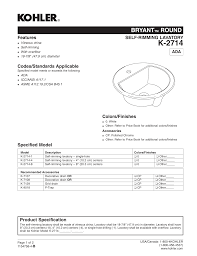 Check spelling or type a new query. Kohler K 2714 4 0 K 2714 1 G9 Specification Manualzz