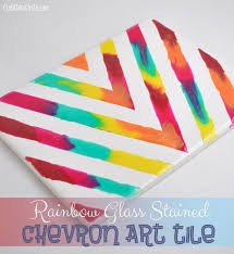 Rainbow Glass Stained Art Tile Project Tween Craft Ideas For Mom And Daughter Chevron Art Art Ideas For Teens Cool Art Projects