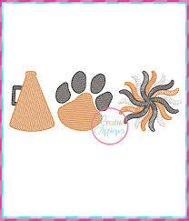 sketch stitch cheer tiger paw embroidery