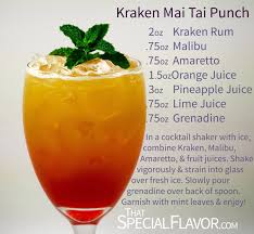 As the world's first black spiced rum, the kraken rum has unleashed a beast of a premium spirit with unparalleled taste and a smooth, rich flavour. Kraken Mai Tai Punch Recipe That Special Flavor Punch Recipes Rum Recipes Cocktail Recipes