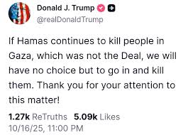WION - 'If Hamas continues to kill people in Gaza, which was not the Deal, we  will have no choice but to go in and kill them' says Donald Trump | Facebook