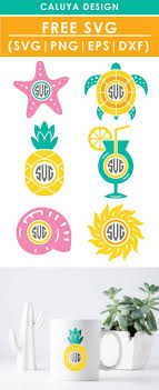 Free Summer Monogram Set Svg Png Eps Dxf By Caluya Design Free Printable Clip Art Cricut Monogram Summer Monogram