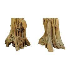 Teak root furniture indonesia teak root wood round dining table. 2 Cypress Tree Root Trunk Driftwood Dining Table Desk Double Pedestal Bases For Sale At 1stdibs