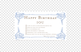 Holidays or birthday celebration landing page template. Iou Birthday Greeting Note Cards Gift Card Hand Drawn Cards Template Blue Holidays Png Pngwing