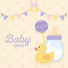 Oriental trading is here to help with your patriotic celebrations. Baby Shower Duck Rattle And Bottle Milk Decoration Celebration Card 2667242 Vector Art At Vecteezy