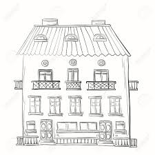 Wir können ein haus zeichnen und die grafik für. Dreistockiges Haus Mit Einem Balkon Von Hand Gezeichnet Monochrome Gamma Lizenzfrei Nutzbare Vektorgrafiken Clip Arts Illustrationen Image 68694885