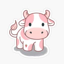 Strawberry Cow Sticker By Swagnstickers In 2021 Cow Drawing Girl Stickers Cute Stickers