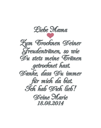 Inhaltlich reichen sie von tiefsinnigen zitaten über hübsche oder witzige gedichte bis hin zu anzüglichen und spöttischen bonmots. Taschentuch Brautmutter Fur Freudentranen Mazunikate Traumhafte Stickereien