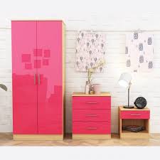 We love the sense of calm this color projects throughout the room and how well it plays with natural wood and other organic materials. Dakota Pink Set 2 Door Wardrobe Bedside And Chest For Girls Room