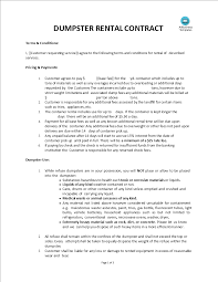 Want sample of 11 months rental agreement format? Dumpster Rental Contract Templates At Allbusinesstemplates Com