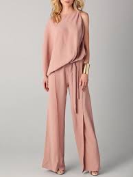 Coral Solid Casual Summer Jumpsuit Kleidung Kleiderstile Frauenmode