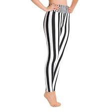 Black And White Striped Tights Outfit Black White Striped Yoga Leggings Long Women S Yoga Pants Gym Tights Made In Usa Eu Black And White Leggings Long Yoga Pants Striped Leggings Outfit