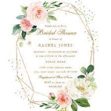 Blush Gold Floral Geometric Bridal Shower Invite Zazzle Com In 2021 Geometric Wedding Invitation Geometric Bridal Shower Gold Bridal Shower Invitations