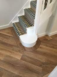 Curved Stair Bullnoses Prove No Problem For Our Expert Installers At Floor Factory For A Stunning And Bespoke Finish Wood Stairs Stairs Cladding Stairs Vinyl