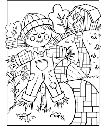 Coloring autumn scene with scarecrow coloring page free printabl. Scarecrow Coloring Page Crayola Com