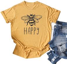 Maybe you would like to learn more about one of these? Bee Happy Shirt Women S Cute T Shirts Junior Tops Teen Girls Graphic Tees Amazon Ca Clothing Shoes Accessories