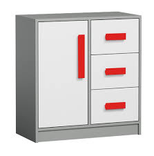 Virker som den skal charmerende patina fin og brugt. Jugendzimmer Kommode Olaf 07 Farbe Anthrazit Weiss Rot Teilmassiv 85 X 80 X 40 Cm H X B X T