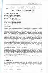 Blue whale is an android adaptation of the popular online game that was made famous in 2016 for being linked with massive teenage suicides. Pdf From The Silent House Meme To The Blue Whale Game The Storyworld S Transformation