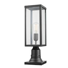 Globe Electric Bowery 1 Light Matte Black Outdoor Lamp Post Light Fixture With Base Adaptor And Clear Glass Inserts 44384 Walmart Com Walmart Com