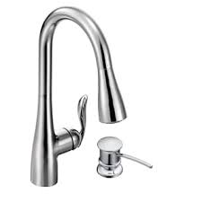 Moen kitchen faucets with sprayer and soap dispenser. Moen 7594c 3944c Chrome Single Handle Pulldown Spray Kitchen Faucet With Soap And Lotion Dispenser Faucetdirect Com