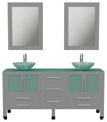 42 bathroom vanity cabinet with sink glass top and mirror espresso by lesscare. 63 Gray Double Vessel Sink Bathroom Vanity With Tempered Glass Top And Sinks Contemporary Bathroom Vanities And Sink Consoles By The Tub Connection Houzz