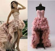 Discount Beach Wedding Dresses Short Front And Long Back A Line With 3d Handmade Flowers All Around Tulle Hi Lo Colorful Bridal Gowns Off The Shoulder A Line We Wedding Dresses