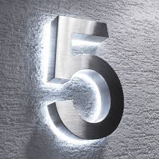 Hochwertige Led Beleuchtete Hausnummer Aus Edelstahl Eigenschaften Hohe 200mm Starke 35mm Led Fa Illuminated House Numbers Led House Numbers House Numbers