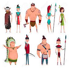 Native american indian cartoon characters. Native American Tribe Members In Traditional Indian Clothing Royalty Free Cliparts Vectors And Stock Illustration Image 140408448