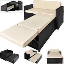 Amazon De Deuba Poly Rattan Lounge Sofa 2 Sitzer I Ottomane Mit Stauraum I Dicke Auflagen I Schwarz Couch Sonnenliege Sonnenliege Flexible Mobel Sofa Ottomane