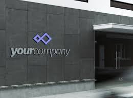 Download Jimmy Building Facade Logo Mockup
