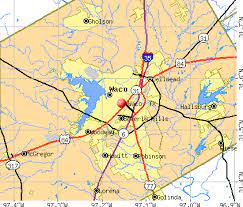 A straight line distance (or as the crow flies. Waco Texas Map