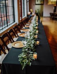 Black And Gold Table Covers Black And Gold Bohemian Wedding Black Wedding Table Green Gold Weddings Black Tablecloth Wedding