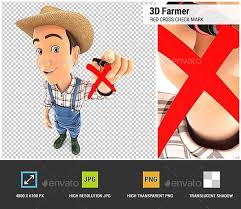 3d Farmer Drawing Red Cross Check Mark Red Cross Drawings 3d Characters