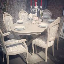 French Shabby Chic Table And 6 Louis Chairs With Bespoke Glass Table Protector Shabby Chic Dining Tables Shabby Chic Table And Chairs Shabby Chic Dining Room