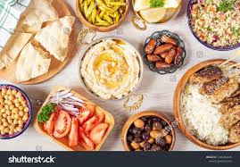 Iftar Food Table Evening Meal For Ramadan Arabic Cuisine Middle Eastern Traditional Lunch Assorted Of Egyptian Or In 2020 Evening Meals Iftar Ramadan Recipes Iftar