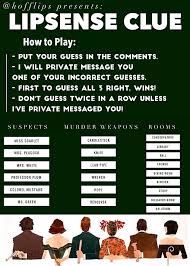 Lipsense Clue Rules For Facebook Game Lipsense Facebook Games To Play In Parties Or In Your Personal Groups Such A Fun Lipsense Lipsense Game Lipsense Party