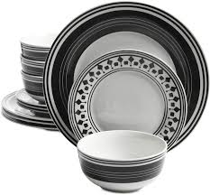 Black And White Dinnerware Classic Melody 12 Pc Dinnerware Set Service For 4 In 2019 Dinnerware Tableware Dinnerware Sets