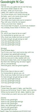 What does the song goodnight n go mean? Goodnight N Go Co Nháº¡c Nghe