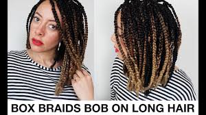 Short box braids styled into a bob: Box Braids Bob Style On Long Hair No Crochet And No Cutting Youtube