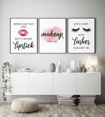 Makeup Decormakeup Printslashes Decorsalon Wall Etsy Makeup Studio Decor Makeup Print Eyelash Decor