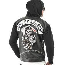 Sons Of Anarchy Black Biker Jacket Sons Of Anarchy Is A Well Known Television Drama Series Which Sh Real Leather Jacket Leather Hoodie Sons Of Anarchy Hoodie