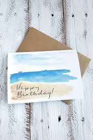 Beach Birthday Card Digital Card Watercolor Beach Birthday Etsy In 2021 Watercolor Birthday Cards Hand Painted Card Happy Birthday Cards Handmade