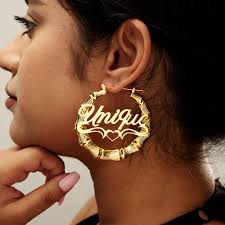 Buy Personalized Bamboo Earrings With Your Name, Custom Name Bamboo  Earrings for Women, Customized Name Earrings, Stylish Name Custom Earrings  Online in India