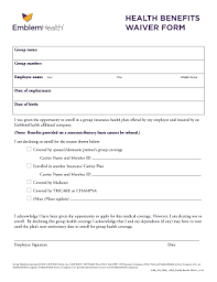 This group number identifies the specific benefits associated you your employer's plan. Fillable Online Health Benefits Waiver Form Emblemhealth Fax Email Print Pdffiller
