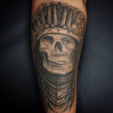 Full time lapse from start to finish of a realistic skull wearing a native american head dress, by essex based tattoo artist chrissy lee. Native American Skull Chris Carter Tattoos