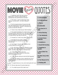 Printable Wedding Shower Game Movie Love Quotes Game Bridal Shower Games Printable Bridal Shower Games Movie Love Quotes