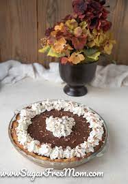This pie is a rich, sweet custard pie (no eggs). Sugar Free Keto Chocolate Cream Pie Low Carb Nut Free Gluten Free