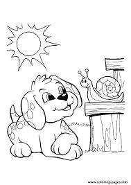 How cute is this dog coloring sheet? The Pup And Snail Bonding Puppy Coloring Pages Printable
